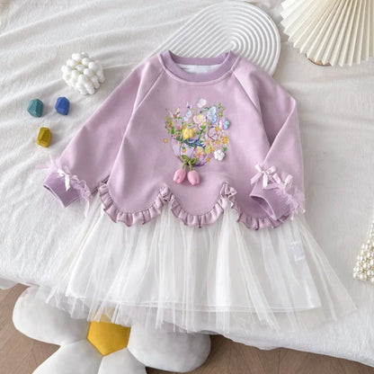 Flower Mesh Patchwork Dress