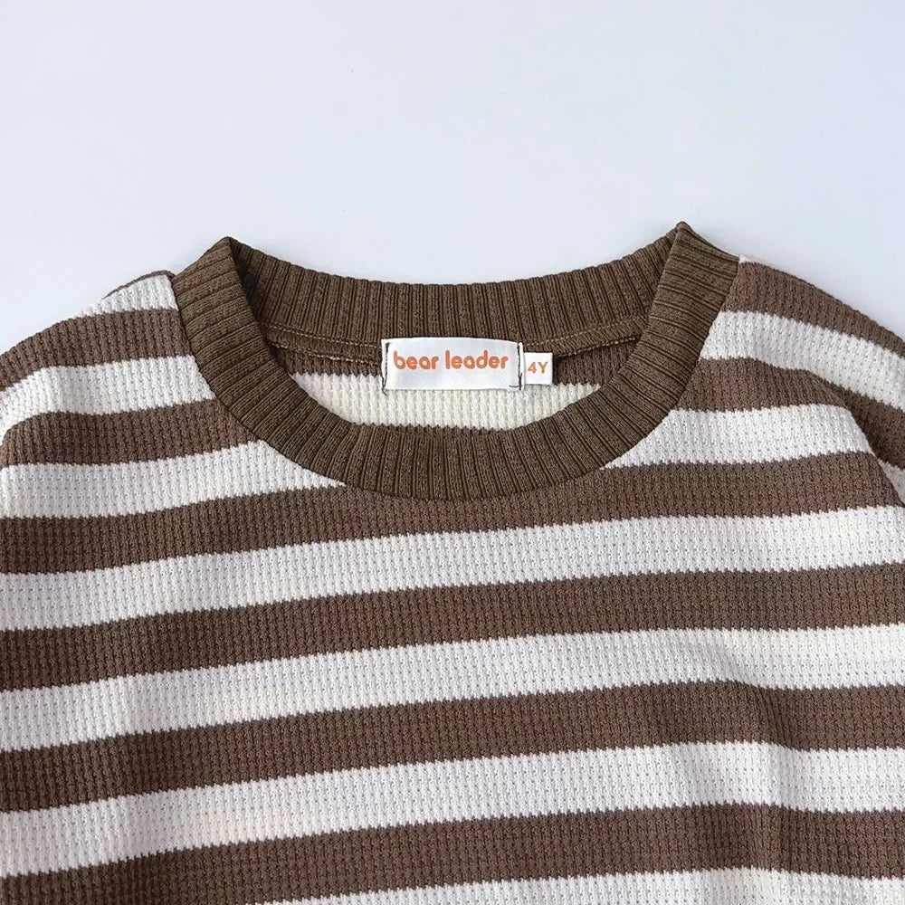 Striped Long Sleeve Top And Pants Two-Piece Set