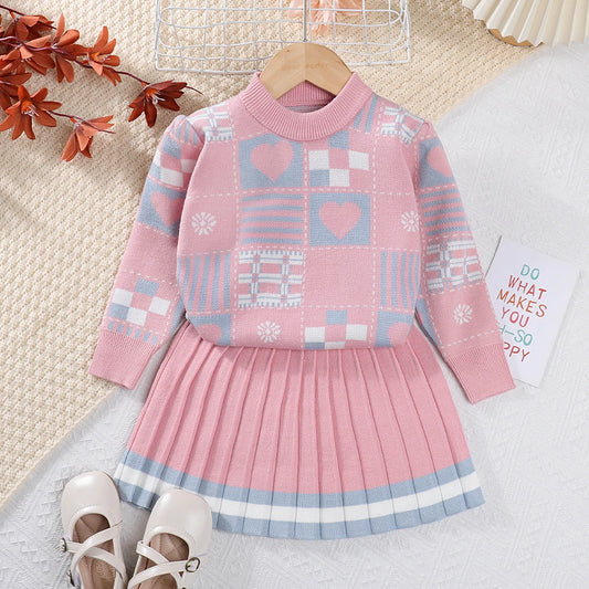 Thick Knit Pullover & Skirt Set