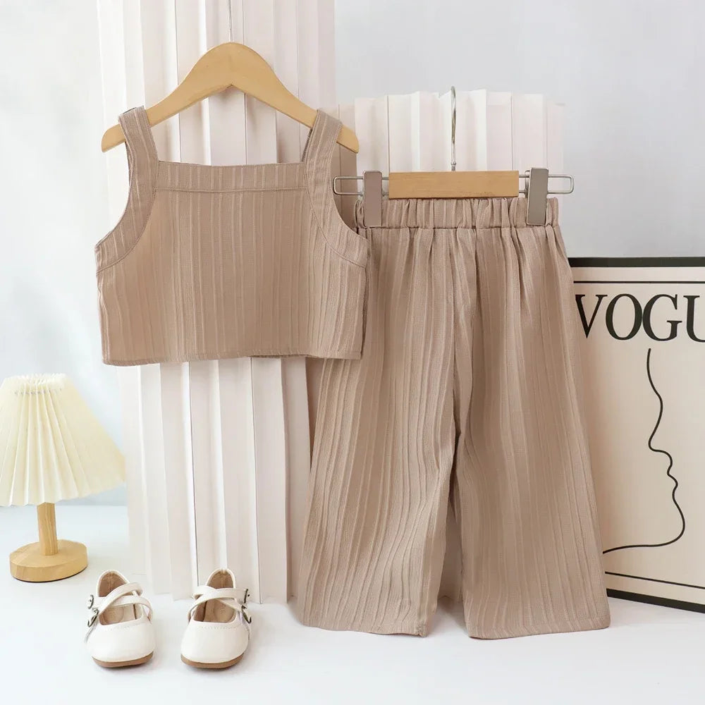 Embroidered Top & Wide Leg Pants Set