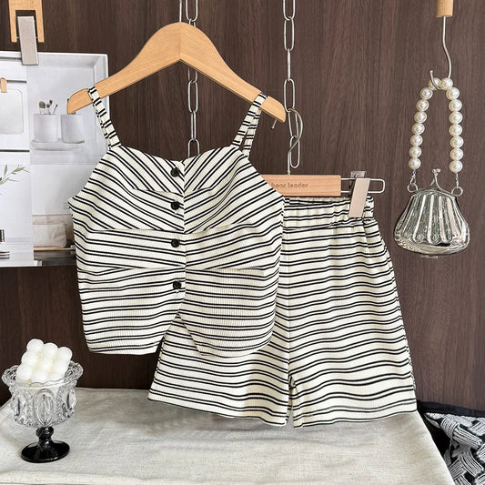 Sleeveless Striped Top & Matching Shorts Set