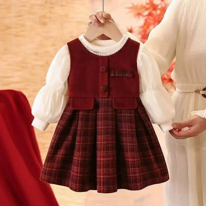 Cute Velvet Tank Top & Vest Dress Two Piece Set