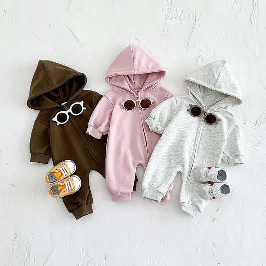 Baby Thick & Warm Zip-Up Hooded Bodysuits