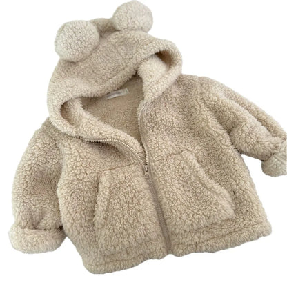 Teddy Bear Plush Hooded Zipper Sweater