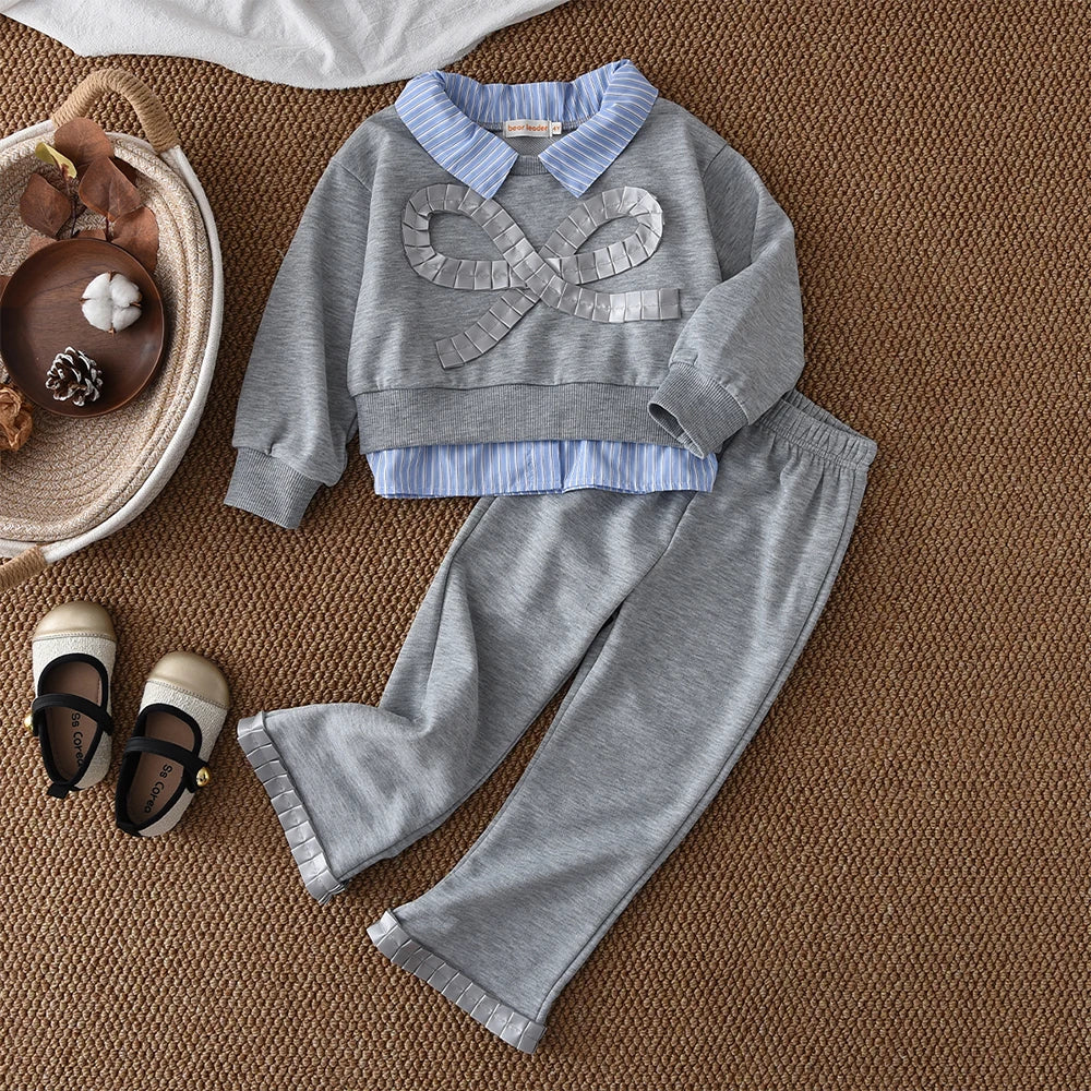 Bow Top & Pants Casual Two-piece Set