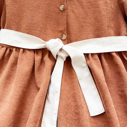 New Long Sleeved Casual Dress With Bow Tie