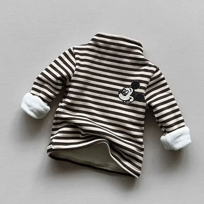 Mickey Mouse Soft Cotton Turtleneck Warm Fleece Tee