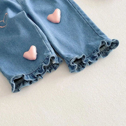 Cute Love Heart Denim Pants