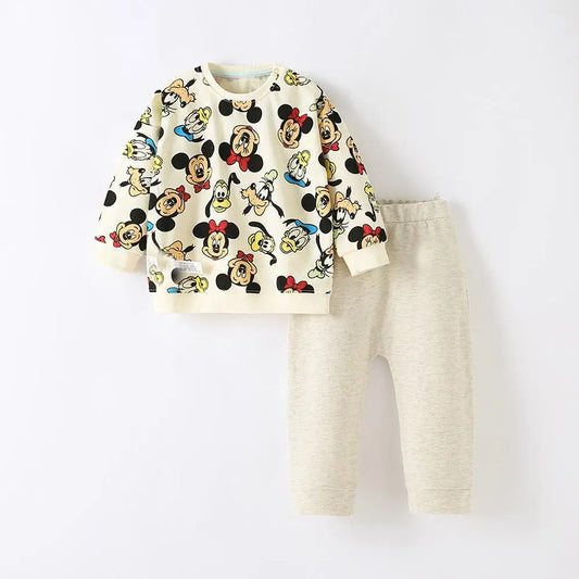 Playful Cartoon Baby Sweatshirt & Trousers 2pcs Set