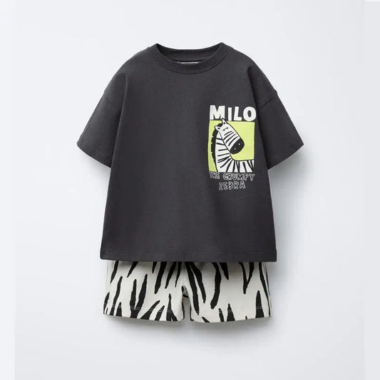 Loose T-Shirt & Shorts Cotton Set