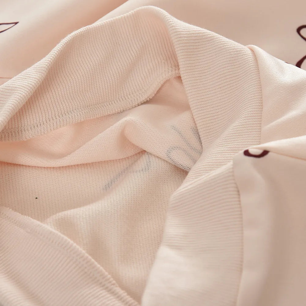 Beige Bow Top & Striped Pants Two-piece Set