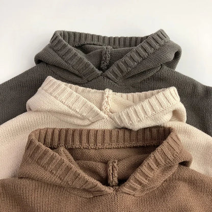 Cozy Hooded Knit Soft Cotton Pullover