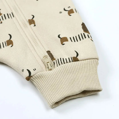 Soft Cotton Hooded Zipper Romper