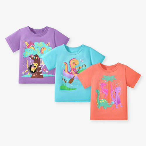 100% Cotton 3-Pack Cartoon T-Shirts