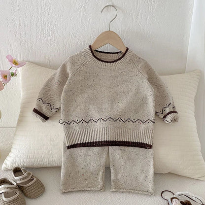 Knitted Long Sleeve Pullover Top & Pants Set