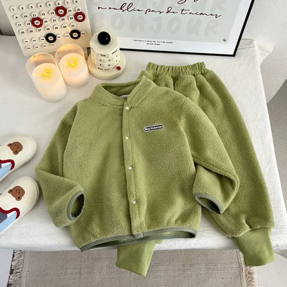 Warm Zipper Top & Pants Two-Piece Set