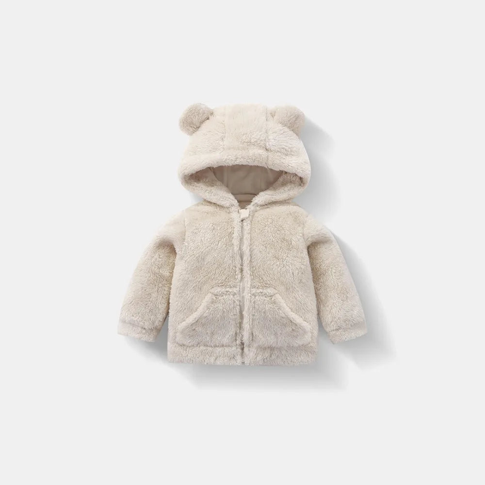 Winter Plush Hooded Solid Color Coat