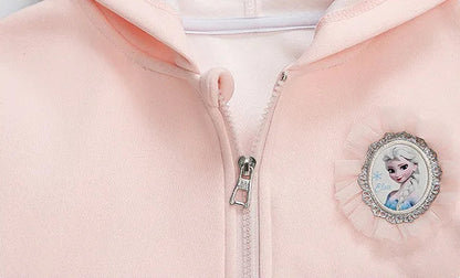 Elsa Princess Zippered Hooded Jacket & Bellbottom Pants