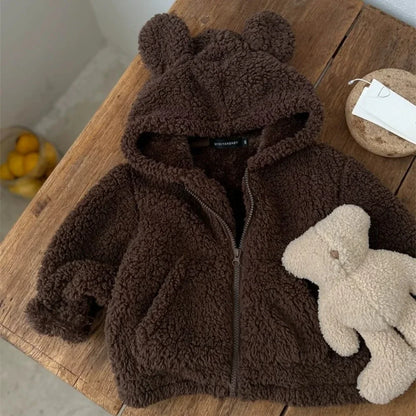 Teddy Bear Plush Hooded Zipper Sweater