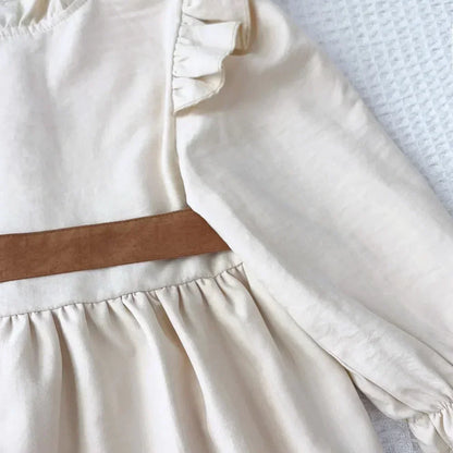 New Long Sleeved Casual Dress With Bow Tie