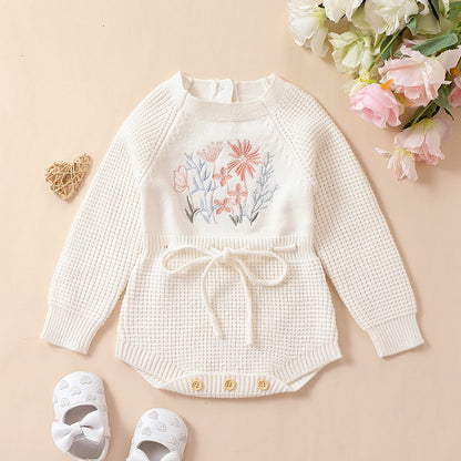 Soft Cotton Flower Embroidery Romper