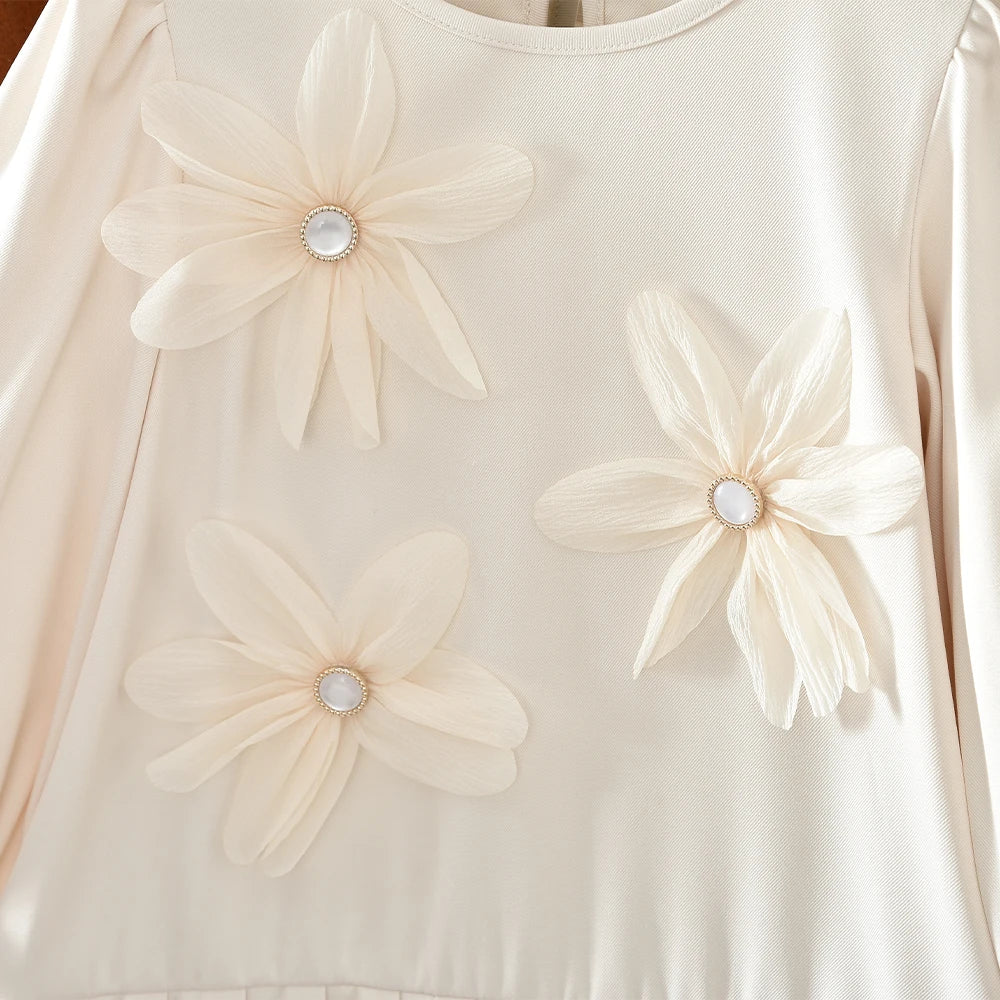 Flower Splicing Pleated Dress