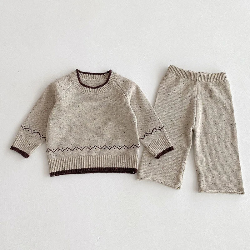 Knitted Long Sleeve Pullover Top & Pants Set