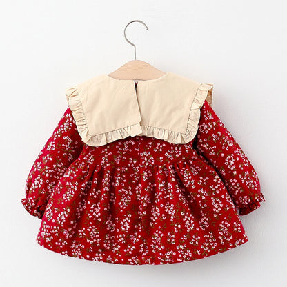 Charming  Floral Bow Collar Dress