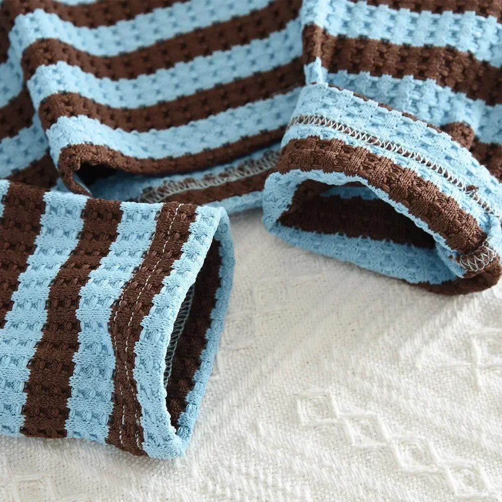 Striped Top & Shorts Two-Piece Set