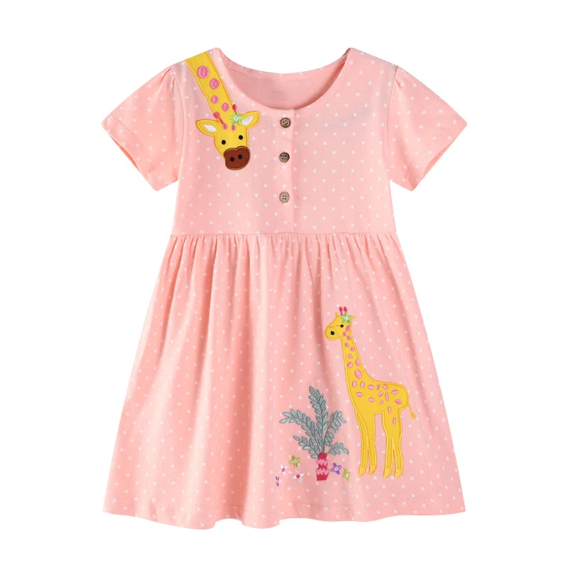 Summer Cotton Giraffes Dress