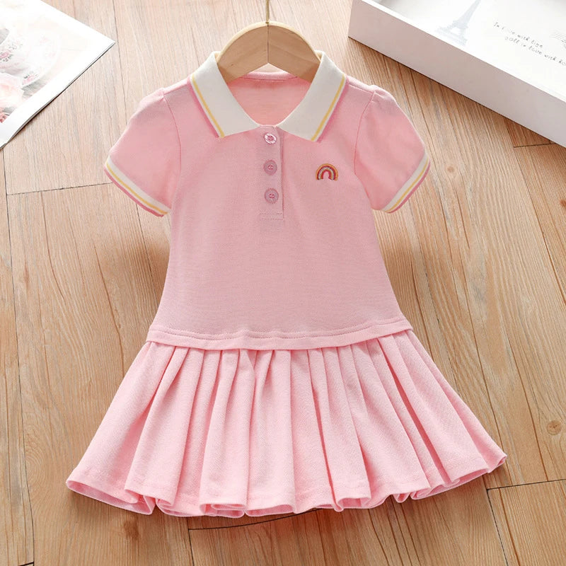 Party Baby Pink Rainbow Polo Dress