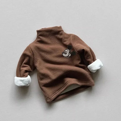 Mickey Mouse Soft Cotton Turtleneck Warm Fleece Tee