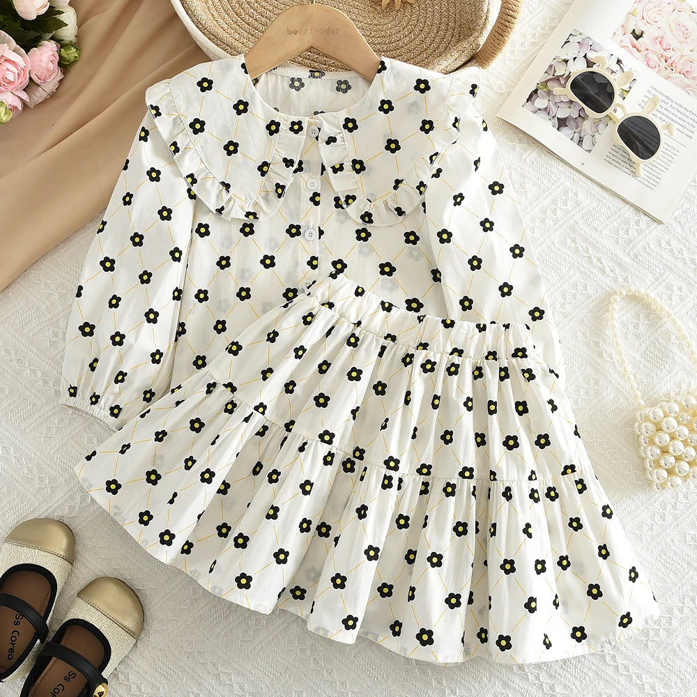 Two Piece Bow Top & Pleated Skirt Set