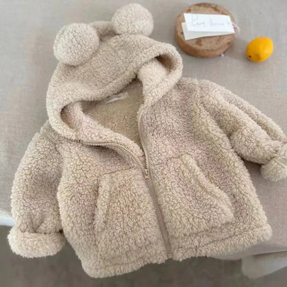 Teddy Bear Plush Hooded Zipper Sweater