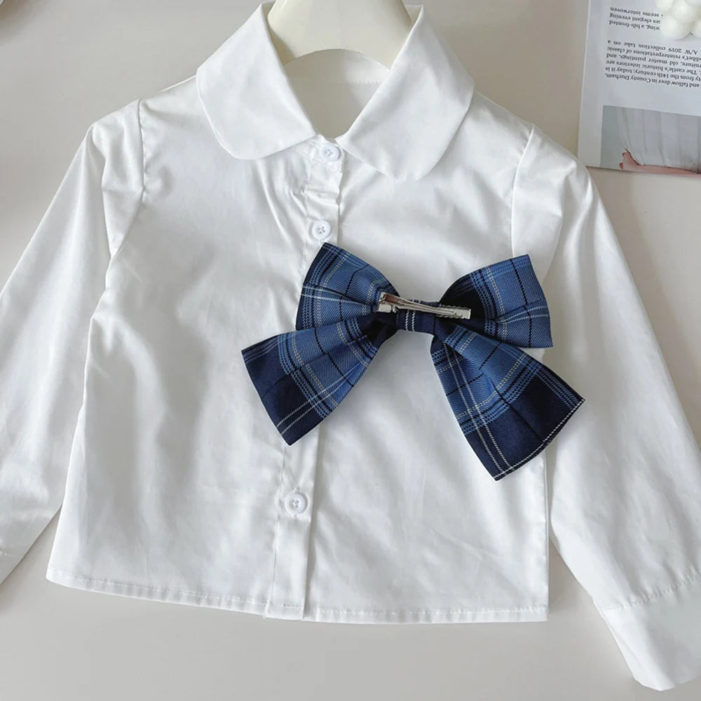 Knitted Vest With Turn-Down Collar & Plaid Skirt - 3pc Set Outfit