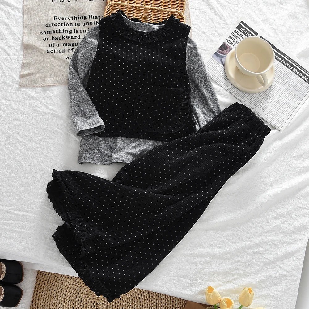 3-Piece Suit Long Sleeve Bottom Shirt, Vest & Pants Set