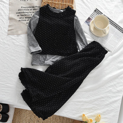 3-Piece Suit Long Sleeve Bottom Shirt, Vest & Pants Set