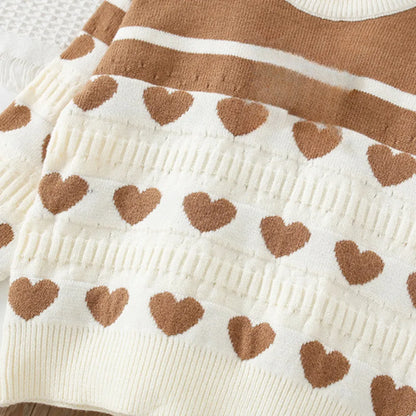 Knitted Sweater Love Top & Skirt 2 Set