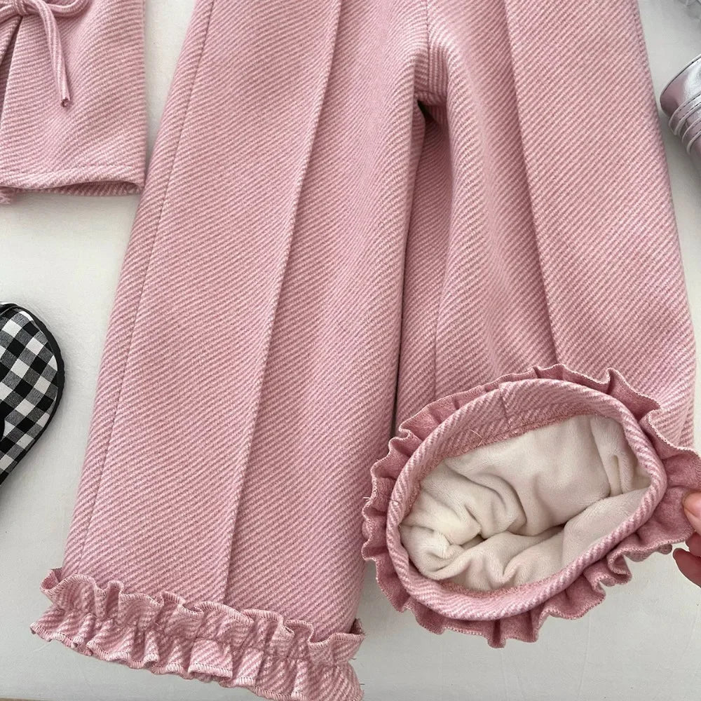 Bow Vest & Lace Wide Leg Pants Two-Piece Set