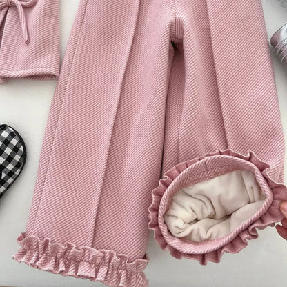 Bow Vest & Lace Wide Leg Pants Two-Piece Set