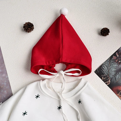 Christmas Fur Lining Bodysuit Christmas Tree Embroidery With Hat