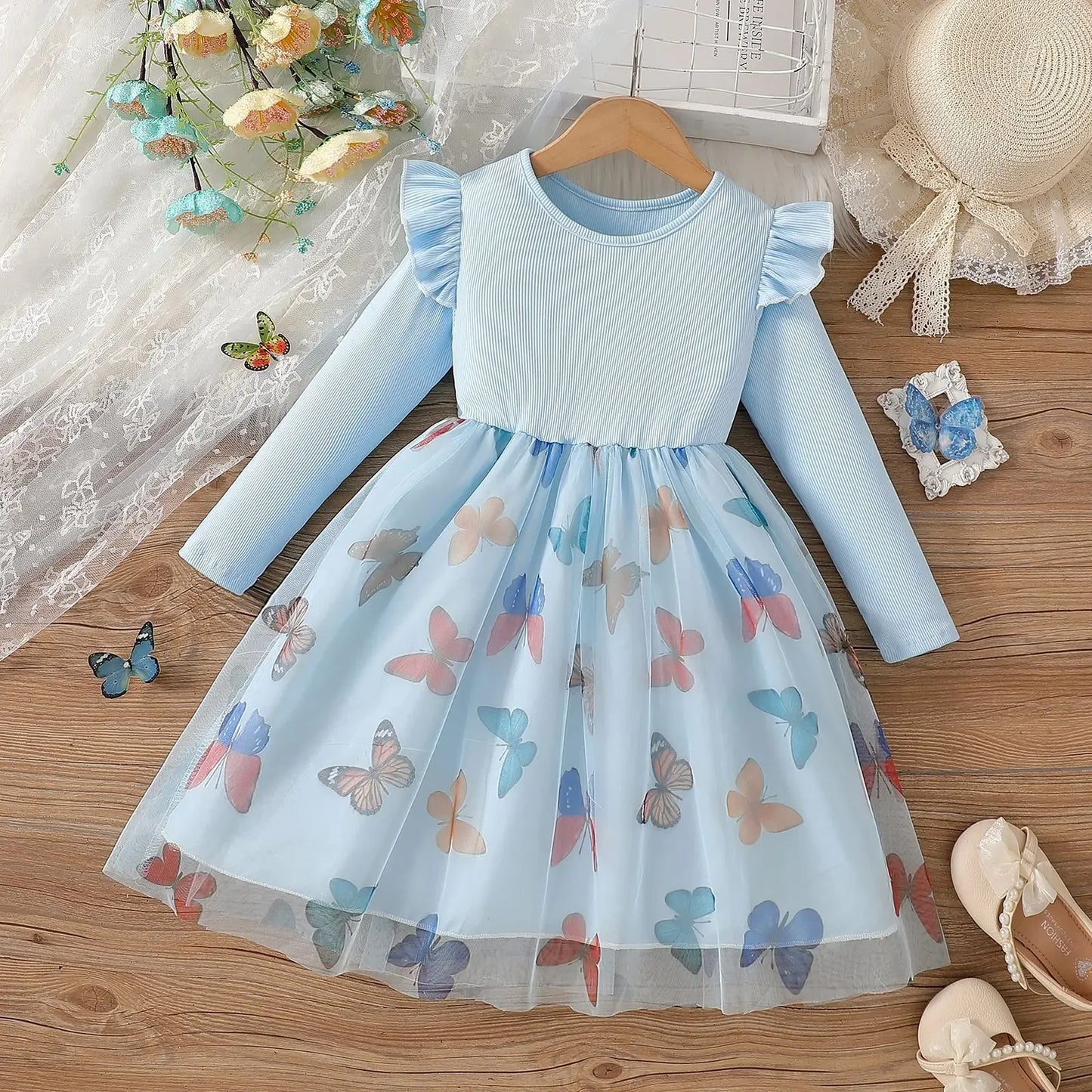 Butterfly Mesh Puffy Princess Dress