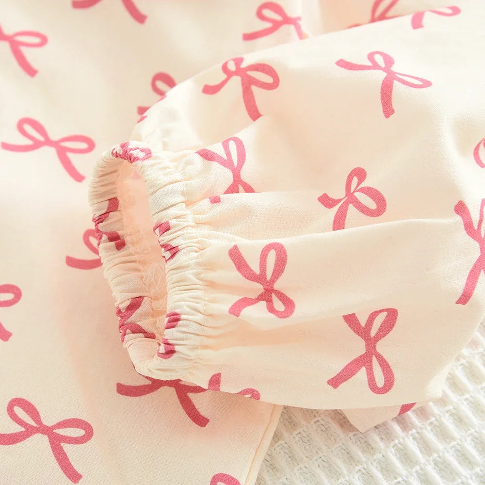 Two Piece Bow Top & Pleated Skirt Set