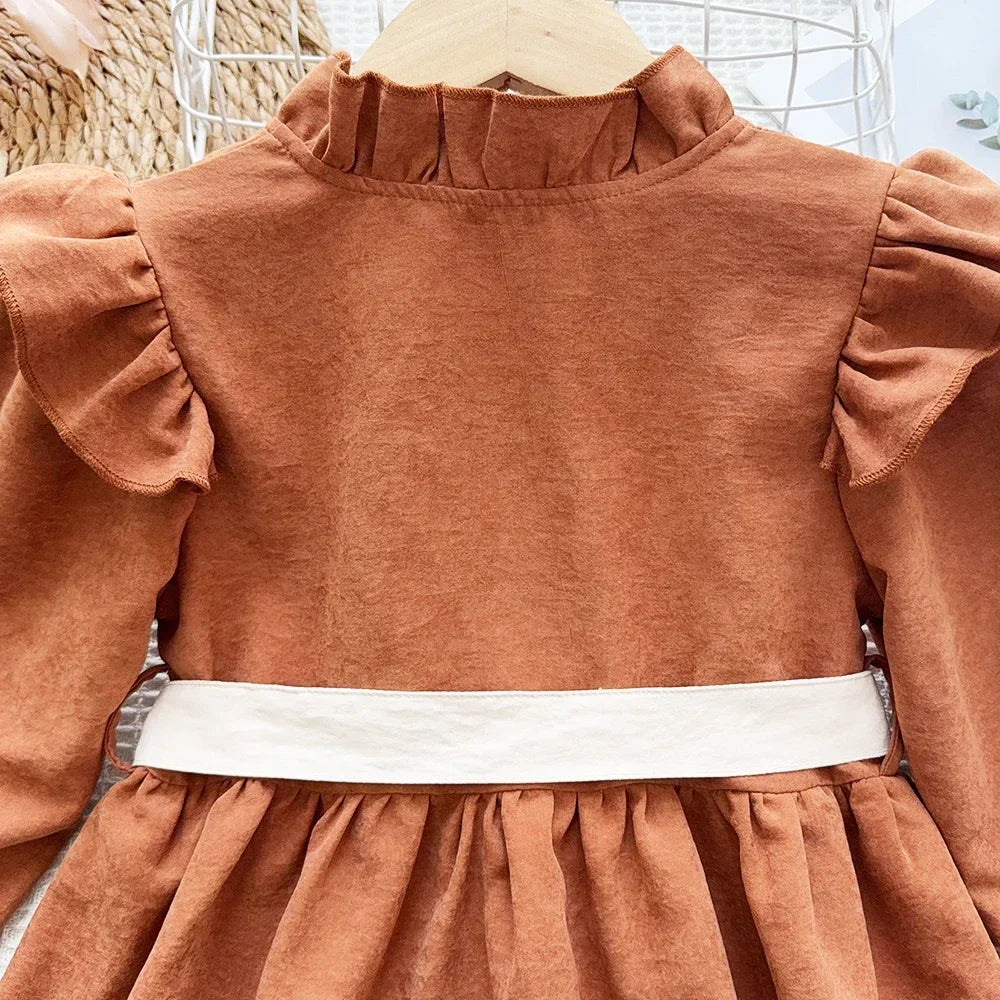 New Long Sleeved Casual Dress With Bow Tie