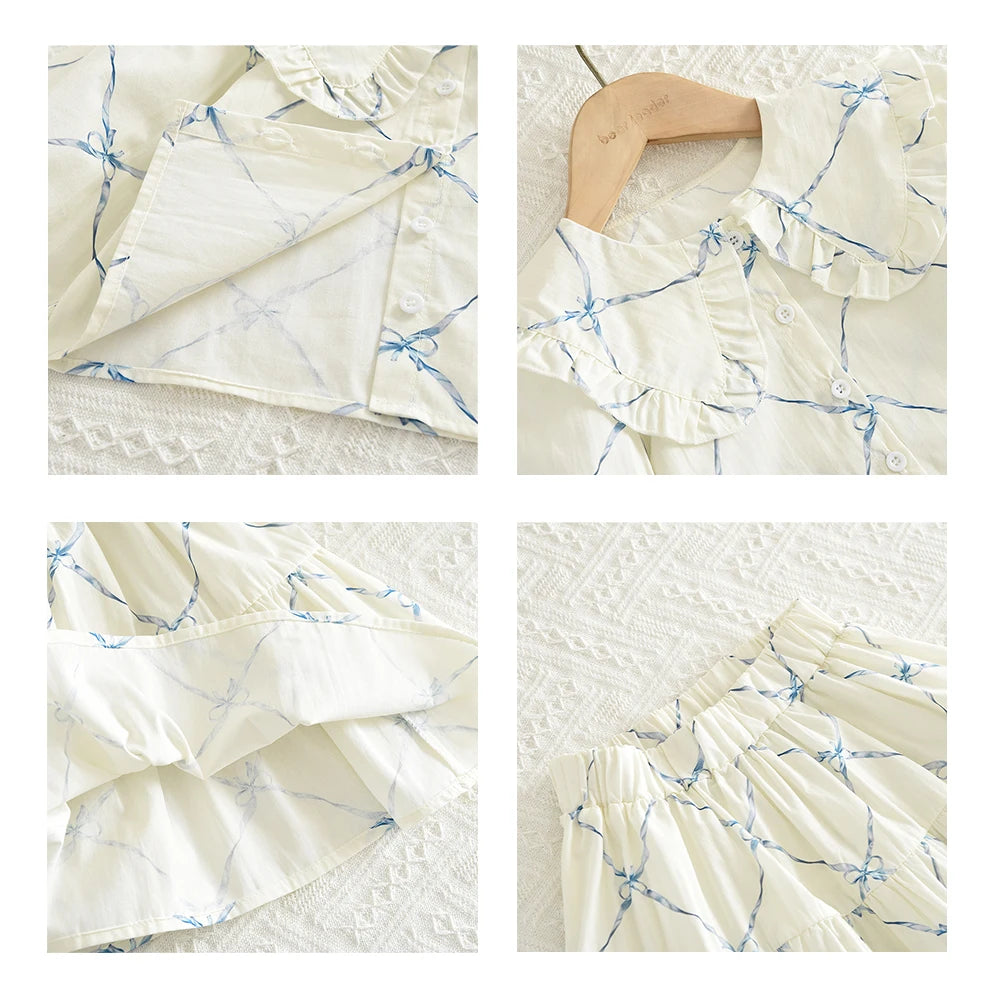 Two Piece Bow Top & Pleated Skirt Set