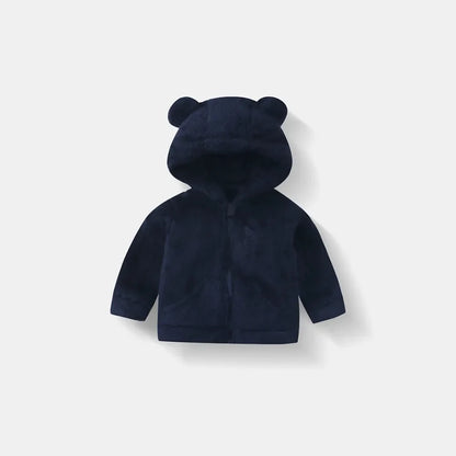 Winter Plush Hooded Solid Color Coat