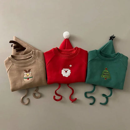 Soft Cotton Fleece Christmas Bodysuit With Hat