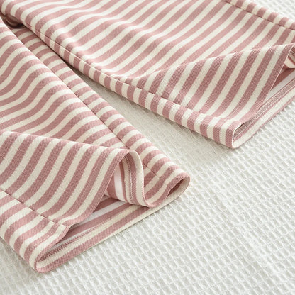 Stripe Collar Long Sleeve Top And Pants Set