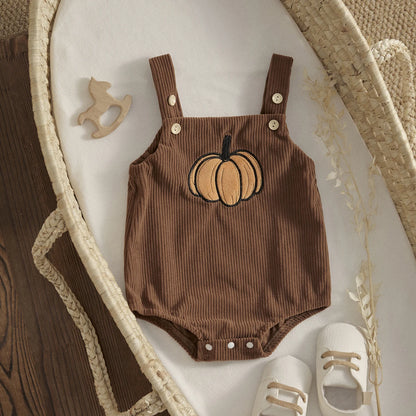 1st Halloween Baby Pumpkin Ghost Jumpsuit Corduroy Overalls