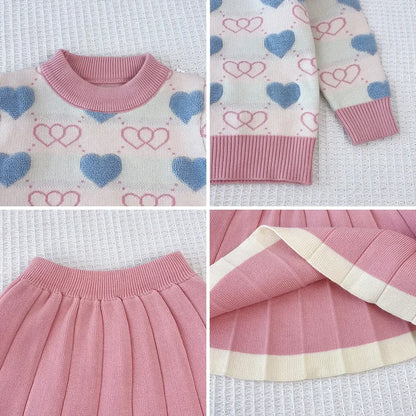 Love Top & Pleated Skirt Two-Piece Set